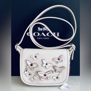 Coach Cream Leather Butterfly Appliqué Crossbody Bag